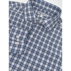 Peter Millar Shirt Mens Large Blue Check Summer Comfort Button Down Long Sleeve
